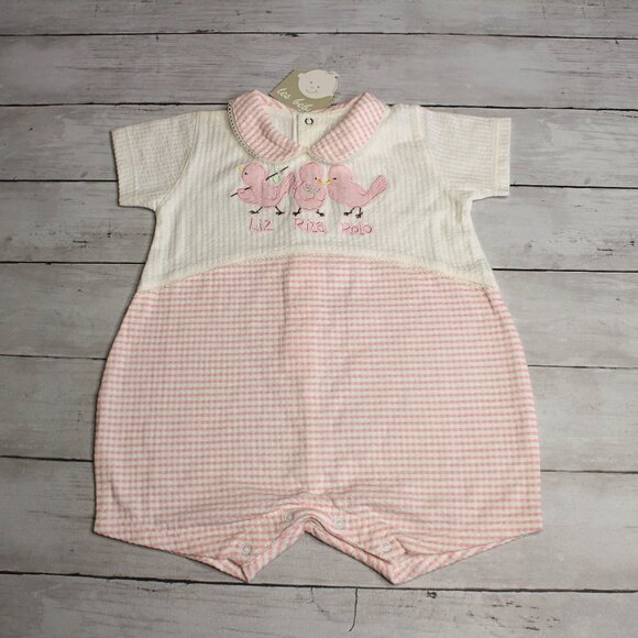 Les Bebes Vintage Baby Girl's Bubble Romper Size 6 Months Pink Gingham - Picture 1 of 5